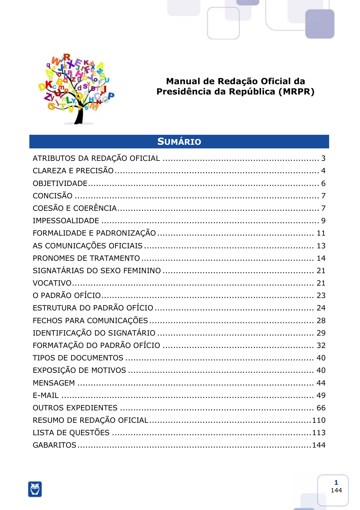 Resumo de redação oficial