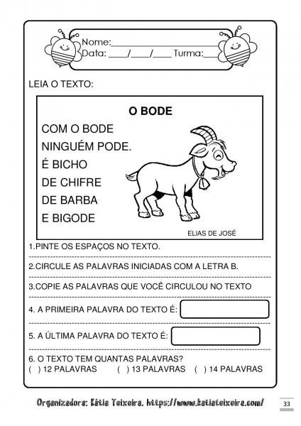 Caderninho De Atividades Letra B - Produto Digital PDF - Kátia Teixeira ...