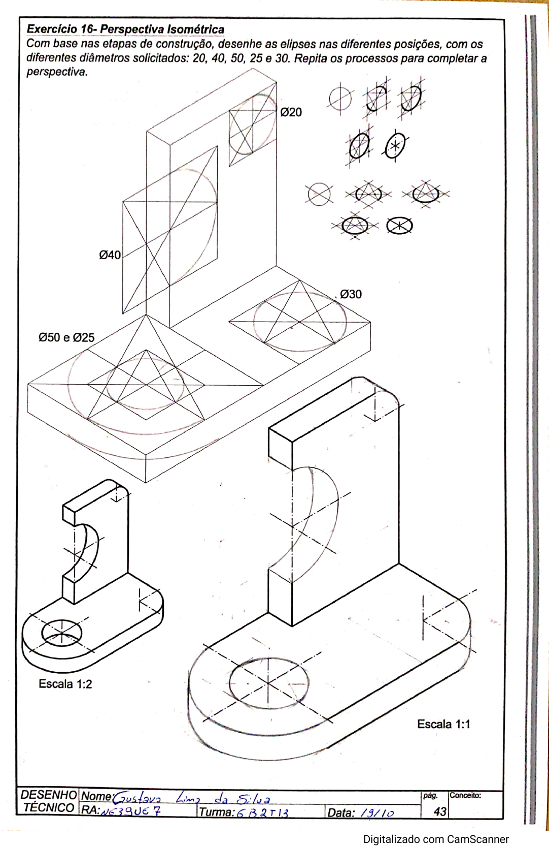 Exercícios 14 15 E 16 Perspectiva Isométrica Desenho Técnico I 8769