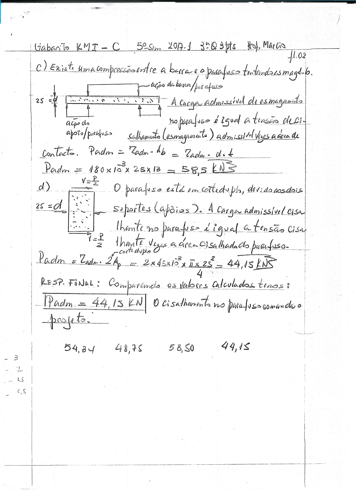 Prova Resistência Dos Materiais Gabarito 01 Resistência Dos Materiais I 2090