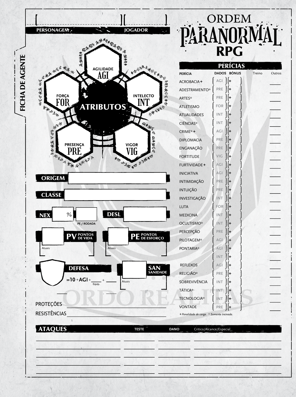 Ficha Automática de ordem paranormal v.1.0 foi lançada. Olhe os