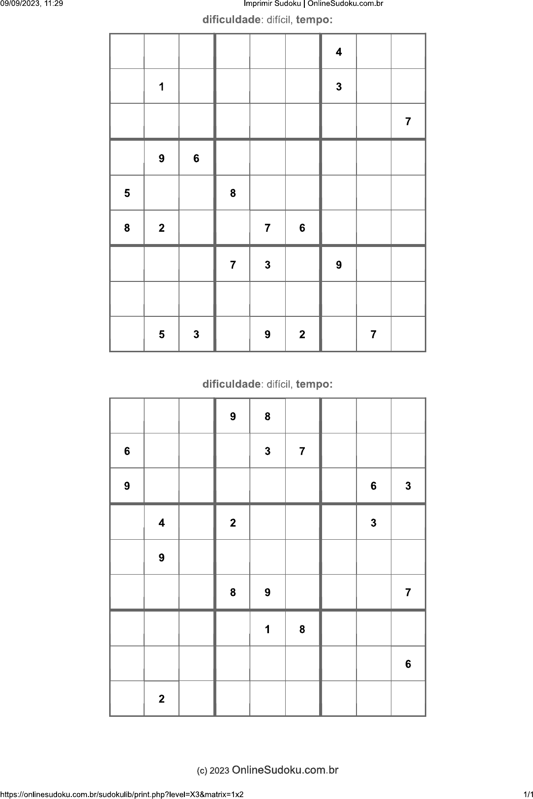 Quatro Jogos Sudoku Com Respostas De Nível Médio. Conjunto 29