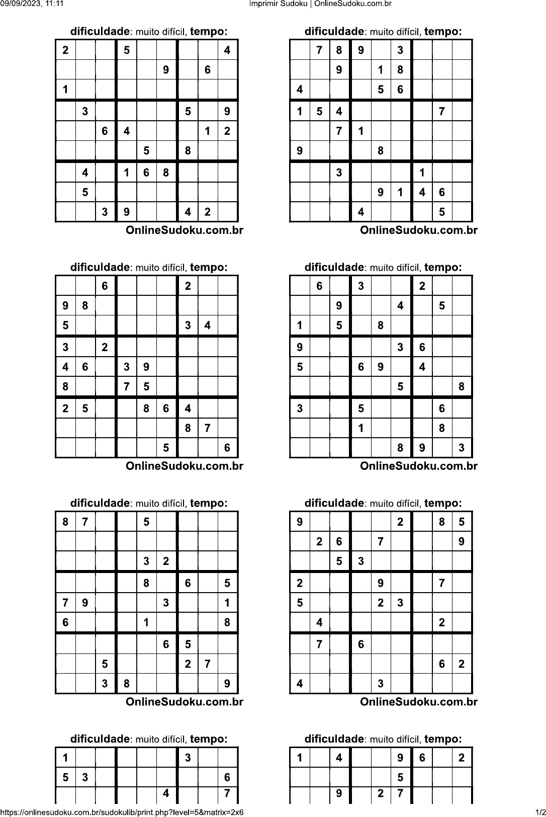 sudoku difícil 2x6 - Matemática