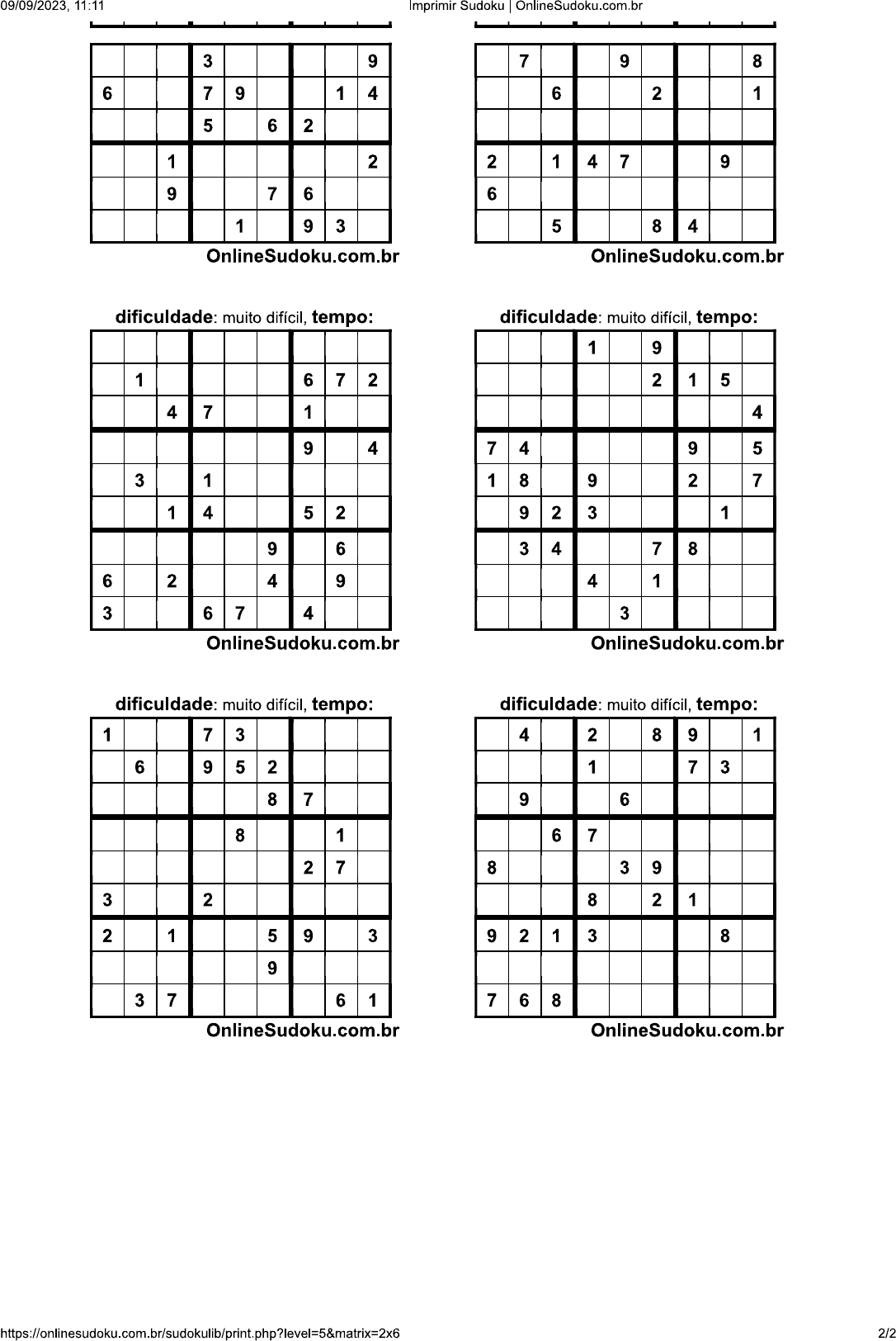 sudoku difícil 2x6 - Matemática