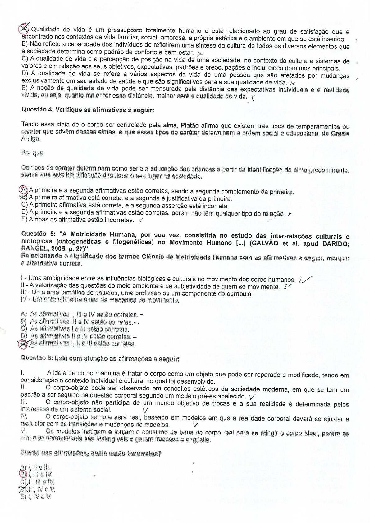 PROVA CORPOREIDADE - Motricidade E Corporeidade