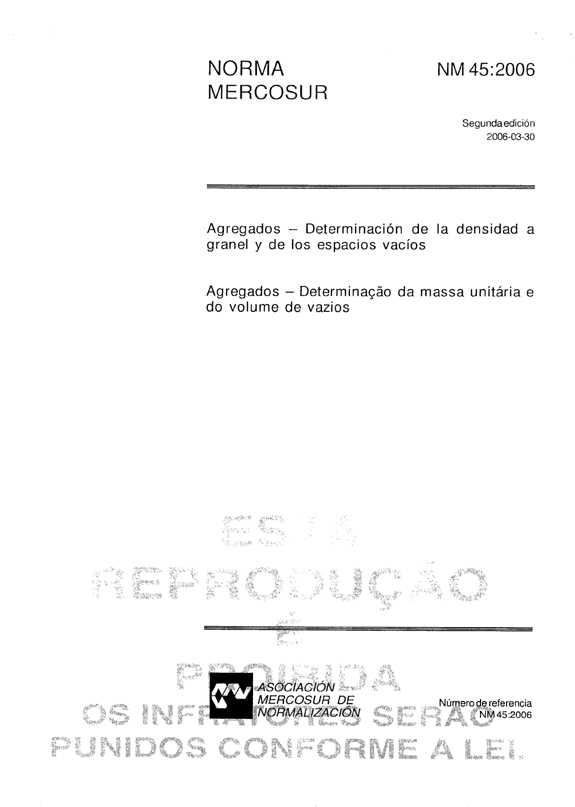 NBR NM 45 2006 Agregados Determinação Da Massa Unitária E Do Volume De ...