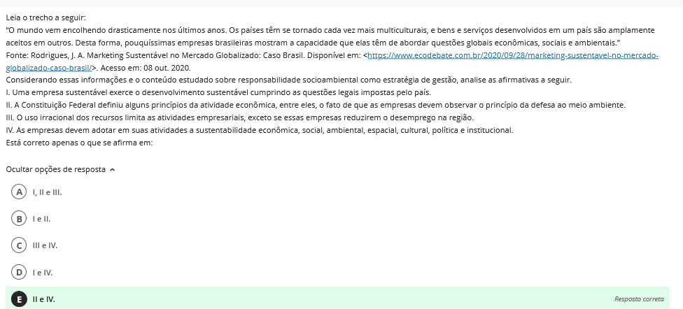 Considerando Essas Informa Es E O Conte Do Estudado Sobre Responsabilidade Socioambiental Como