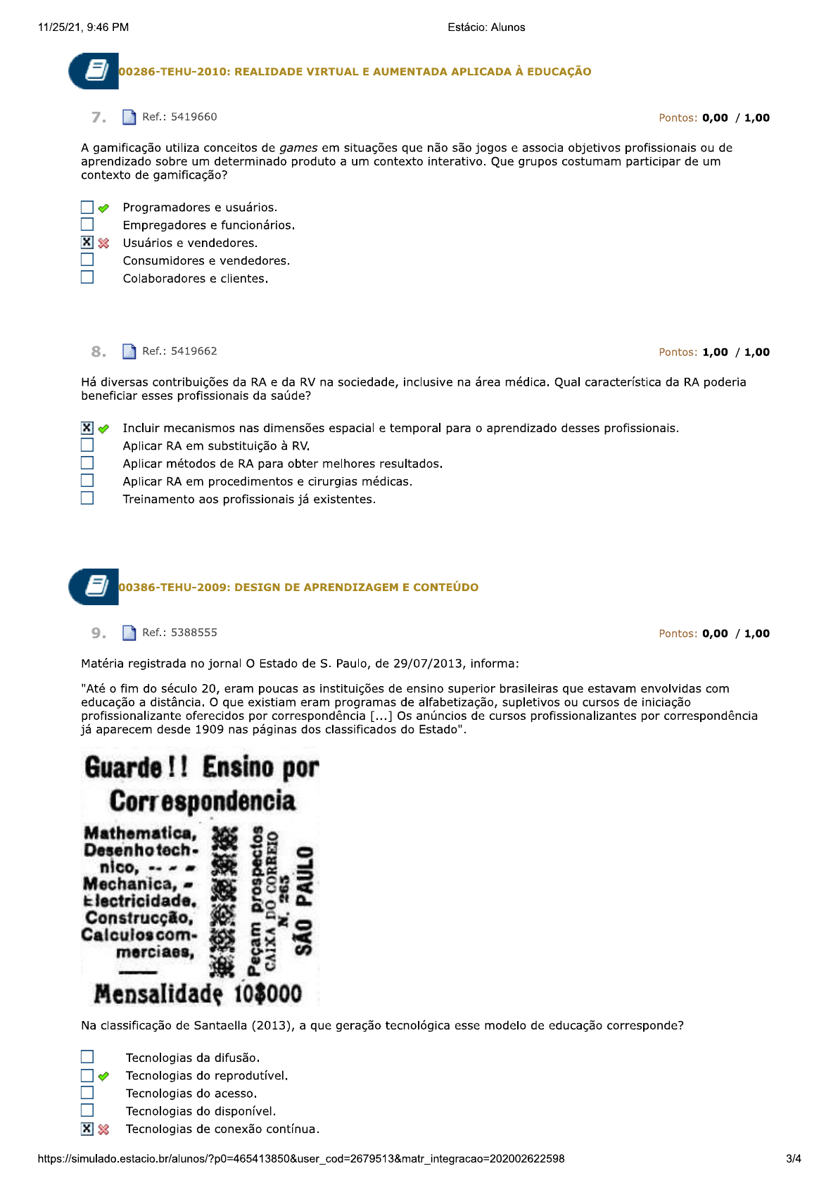 AV midias digitais e aprendizagem PROVA CORRIGIDA Mídias Digitais