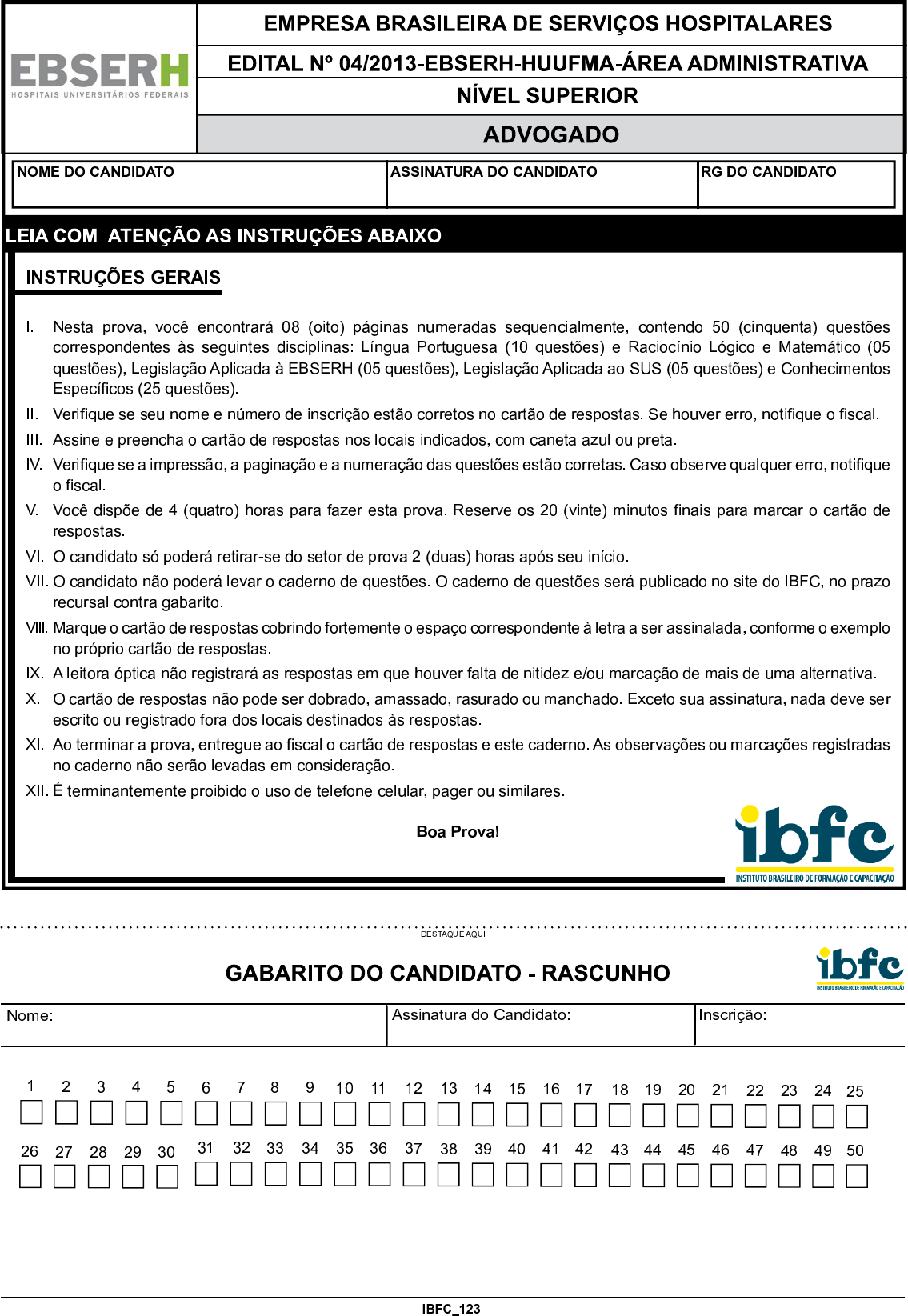 Ibfc 123 Prova Advogado Ibfc 13 Concursos 3