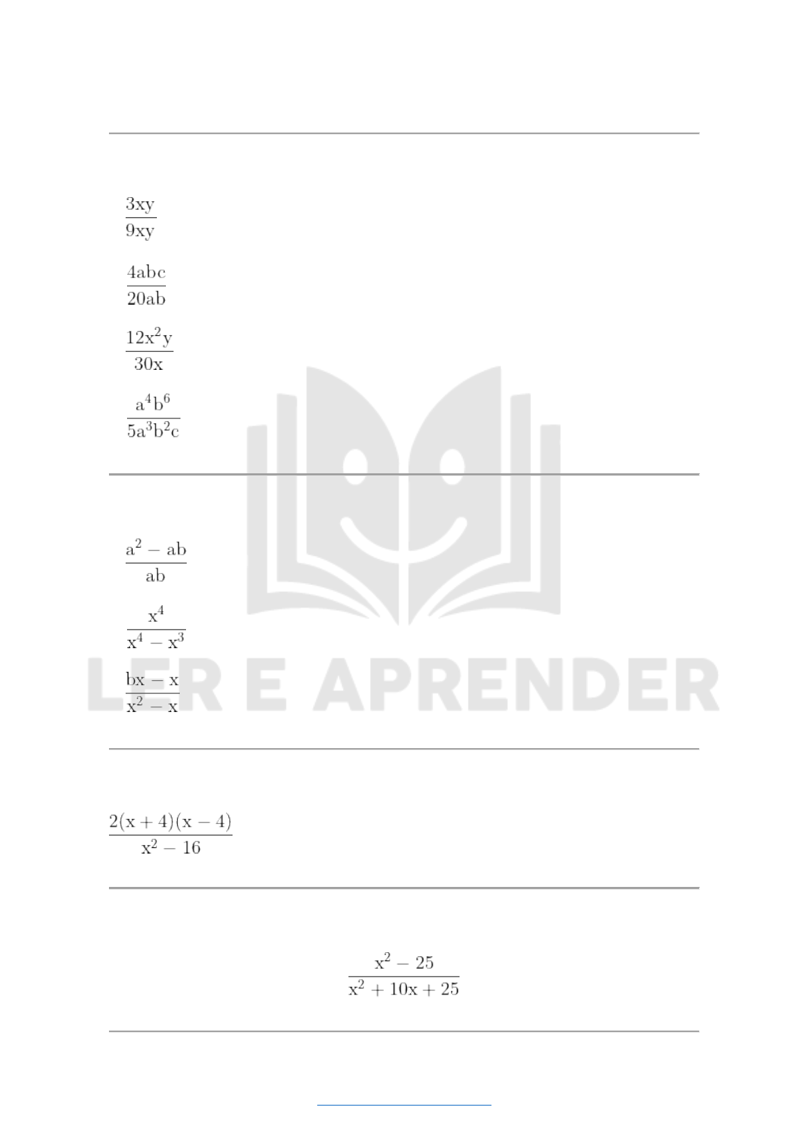 Simplificação de Frações Algébricas – Matemática