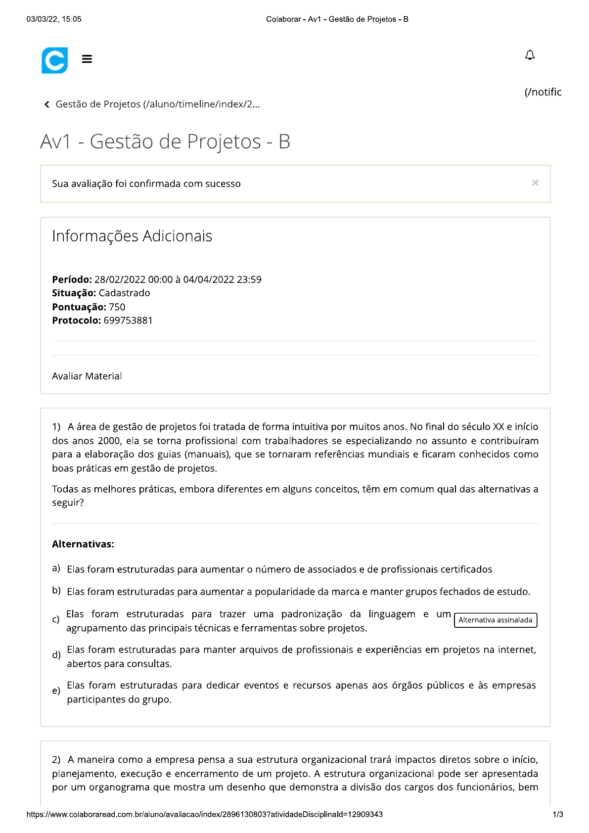 Av1 - Gestão De Projetos - B - Gestao De Projetos L