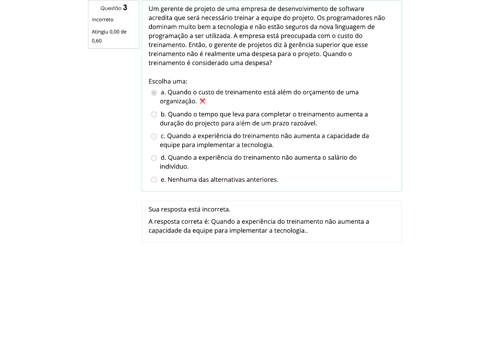 PROVA Gerenciamento de Custos e Aquisições em Projetos Gerenciamento