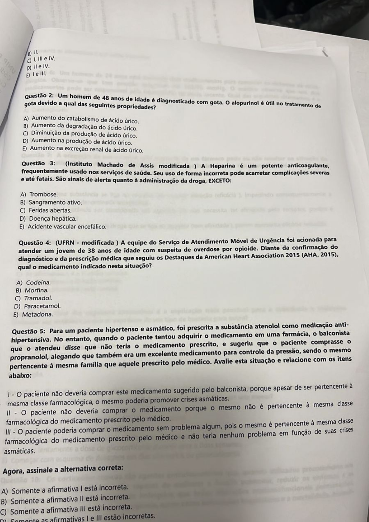 Prova Farmacologia No Es B Sicas De Farmacologia