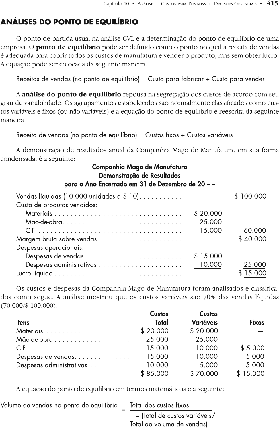 Peq E Margem De SeguranÇa Contabilidade De Custos 0159