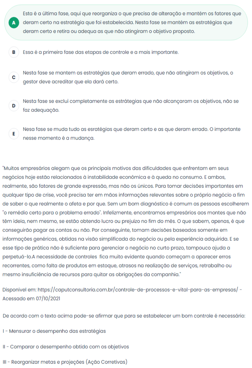 Exerc Cio Controle Das A Es Planejadas Planejamento E Gest O Estrat Gica