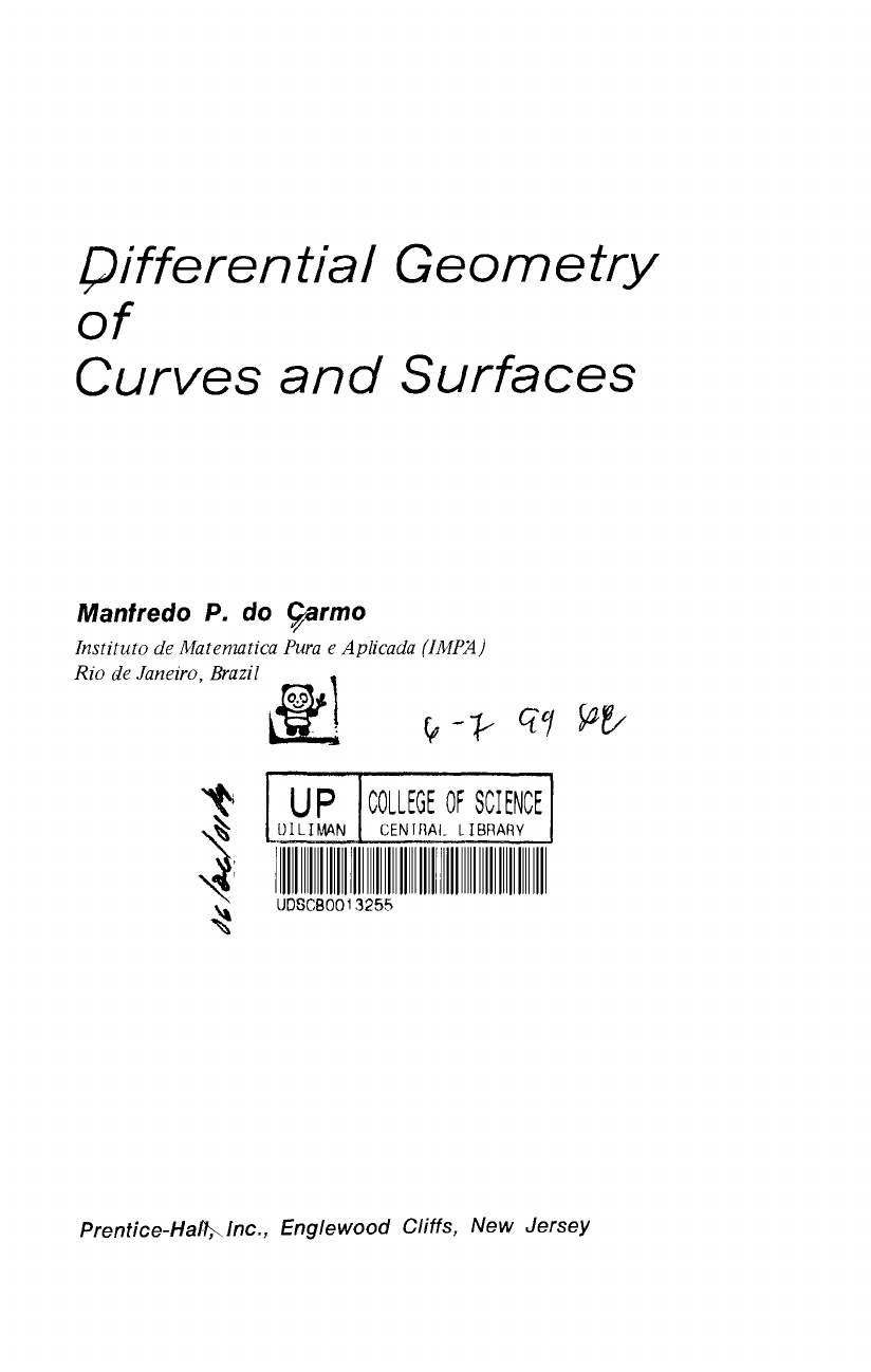 differential geometry of curves and surfaces Geometria Diferencial