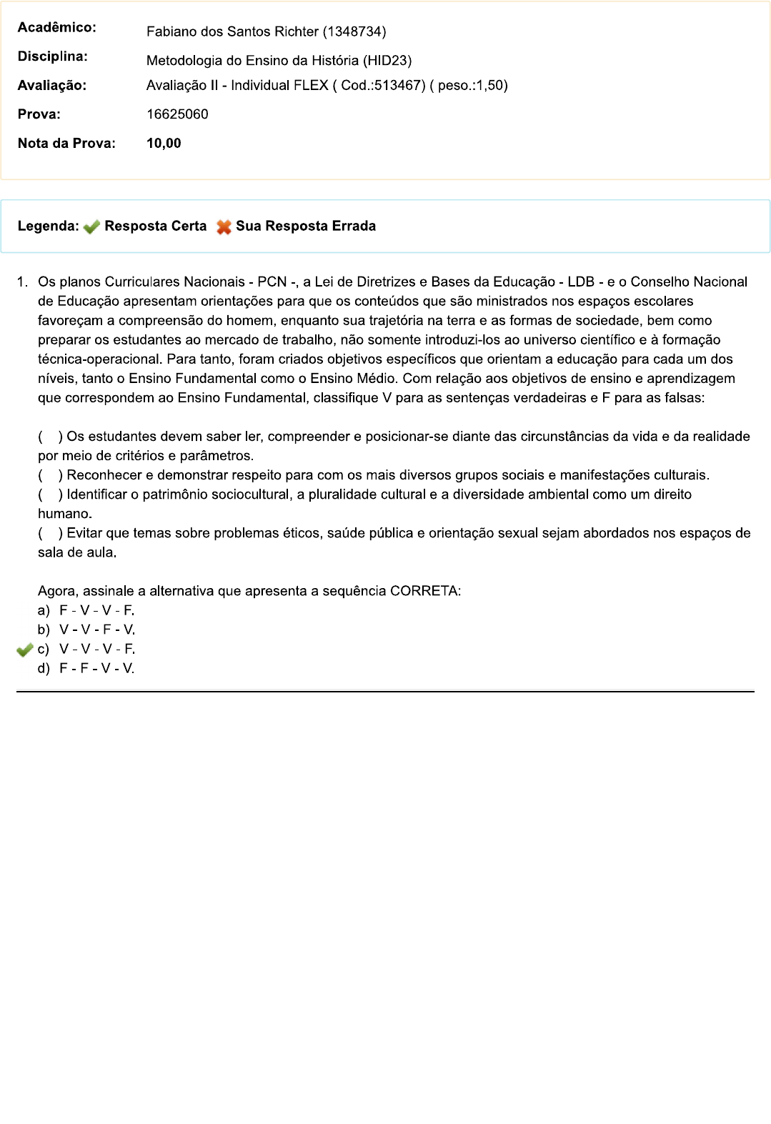 Prova Metodologia Do Ensino Da Hist Ria Ii Metodologia Do Ensino De Hist Ria