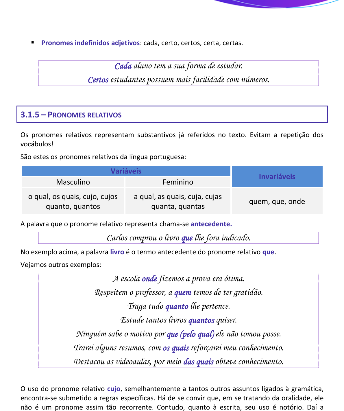 Pronomes relativos worksheet