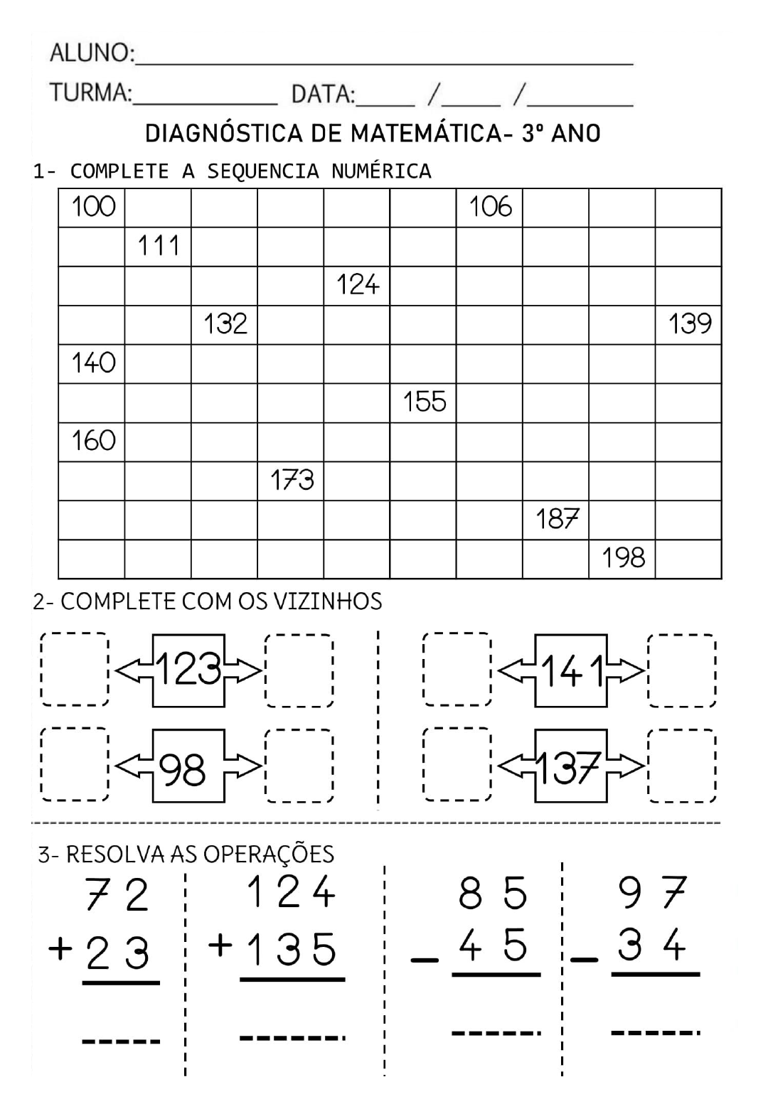 Avaliação Diagnóstica para o 3º Ano de Português