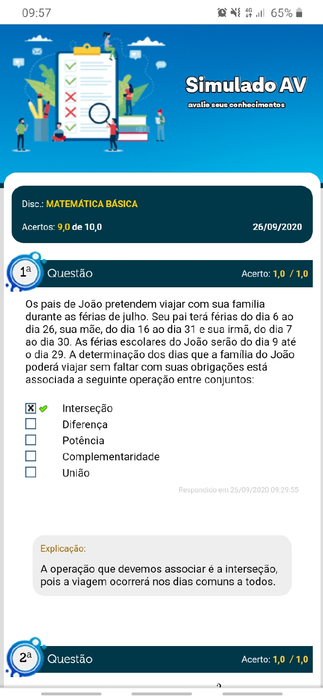 Simulado AV MATEMÁTICA - Matemática Básica