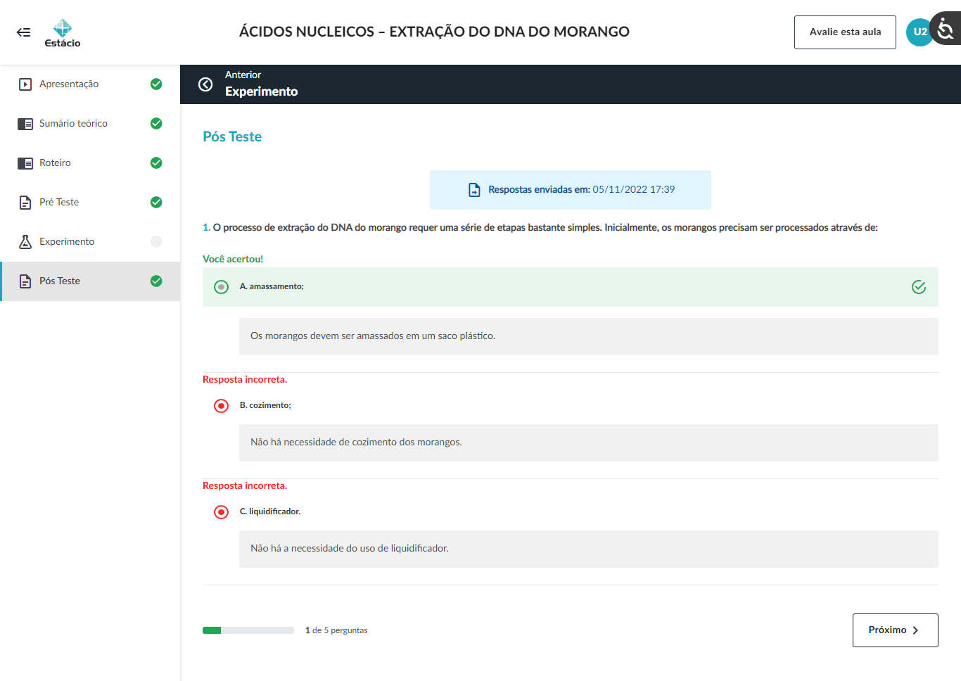 extração de dna de morangos