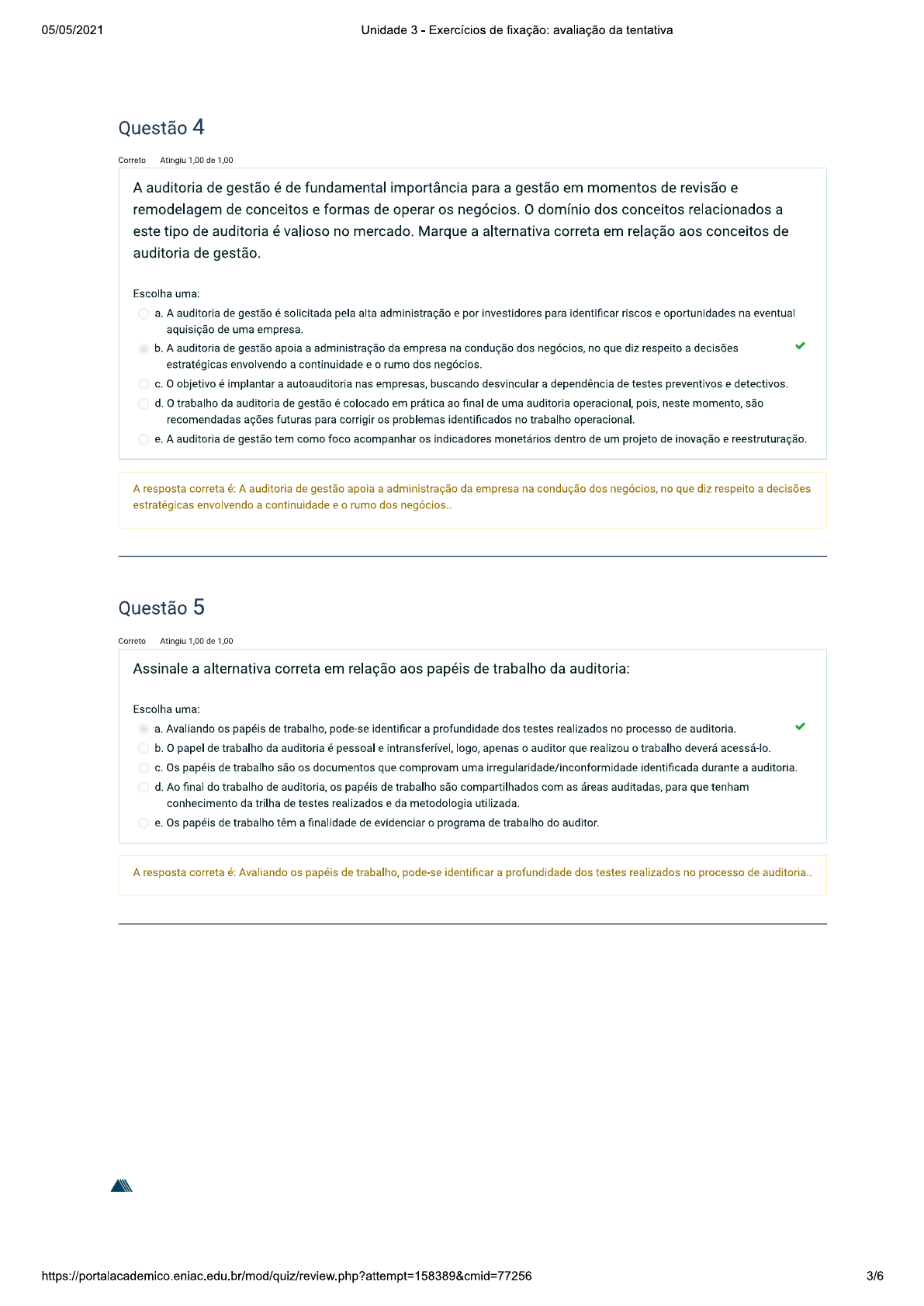 Auditoria NormatizaÇÕes E CertificaÇÕes Resolução Exercícios Unidade 3 Sistemas Da 1063