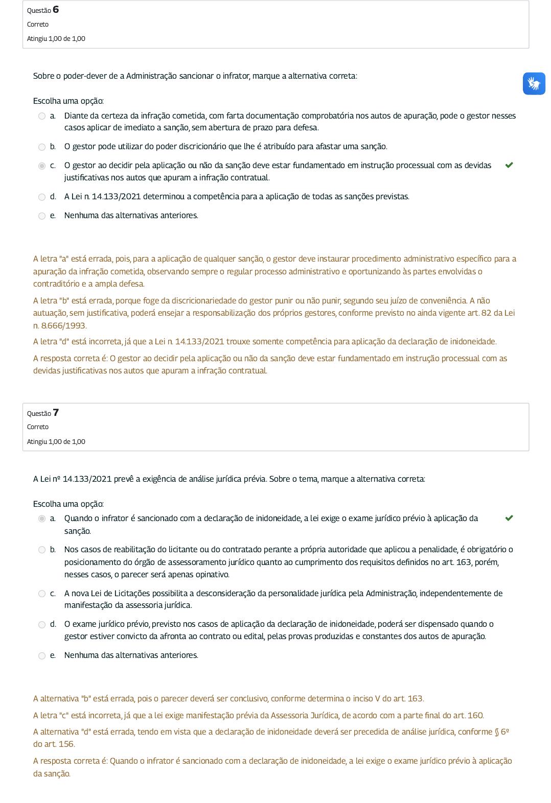 Exercício Avaliativo - Módulo 3 Revisão da tentativa - Administração