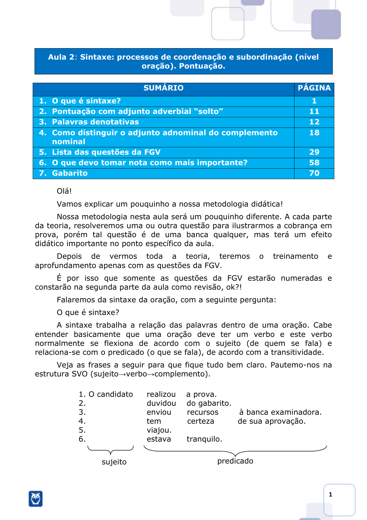 7º Anos Gabarito Seliga, PDF, Assunto (gramática)