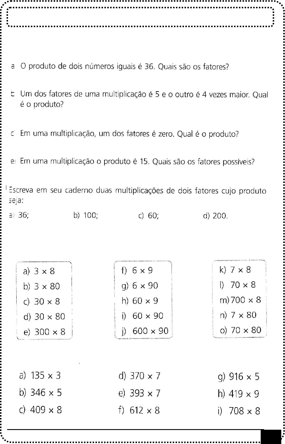 Atividades de Matemática – 5º Ano – Multiplicação e Divisão