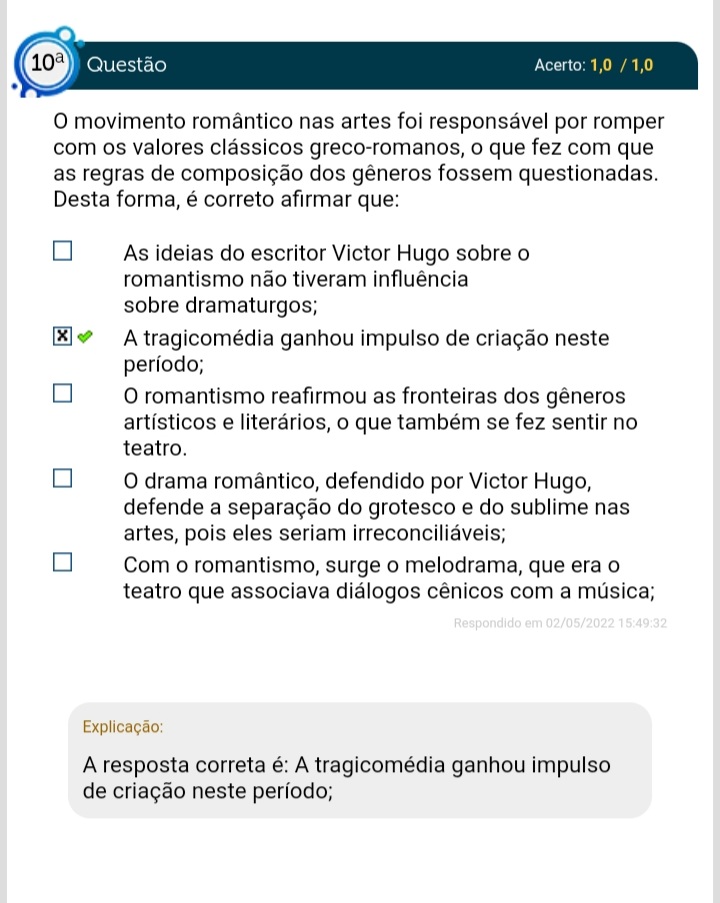 Questão 10 - Simulado 02052022 - Estudos De Teoria Da Literatura I