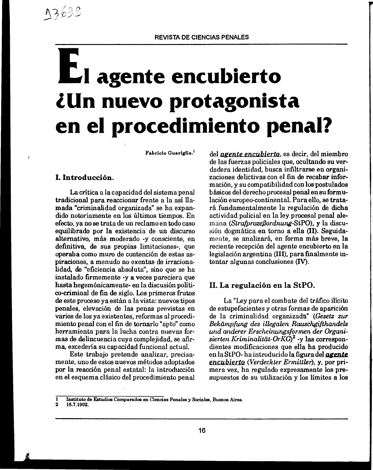 El Agente Encubierto - Un Nuevo Agente En Processo Penal - Direito ...