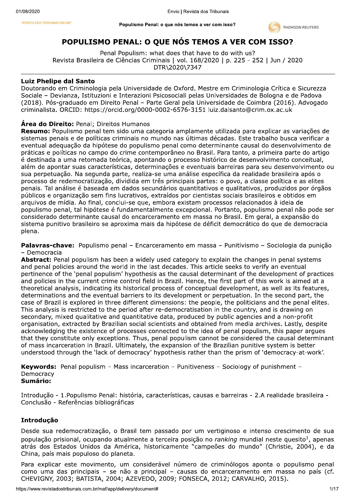 POPULISMO PENAL Criminologia