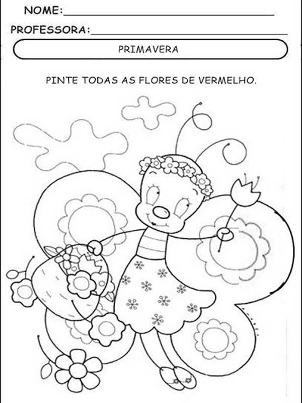 FREE! - Atividade de Colorir com Desenho de Primavera