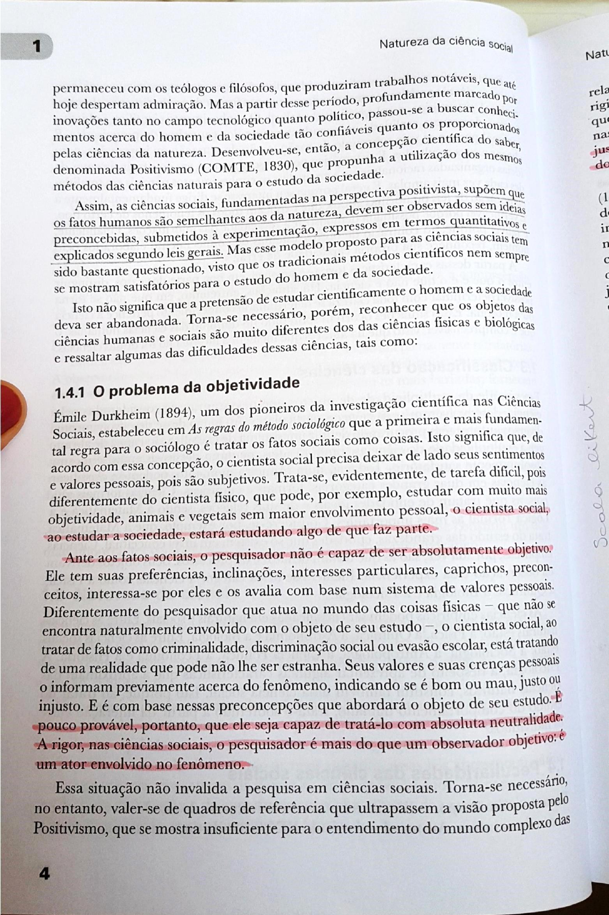 Esquema para análise sobre as questões da natureza da ciência social