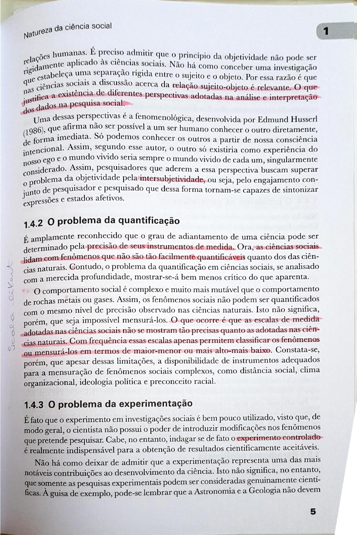 Esquema para análise sobre as questões da natureza da ciência social