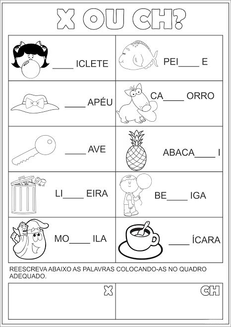 Ortografia x ou ch worksheet