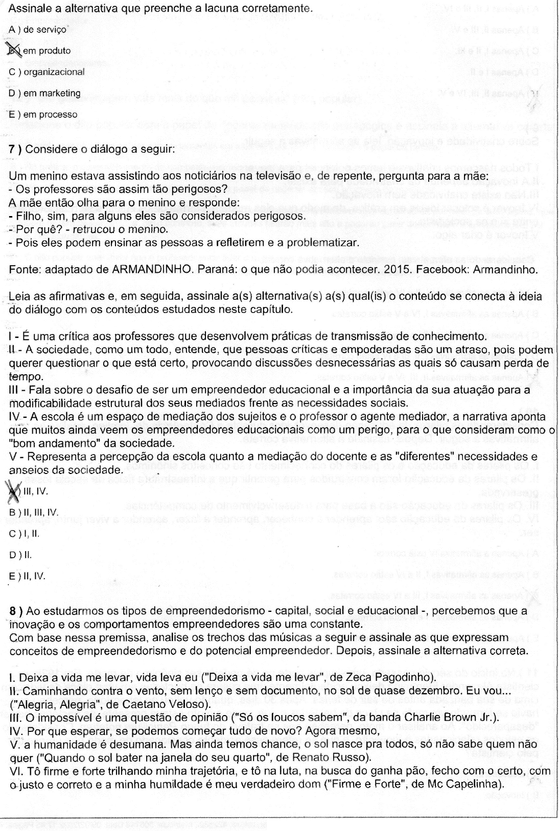 Prova Presencial Empreendedorismo Na Educação - Empreendedorismo