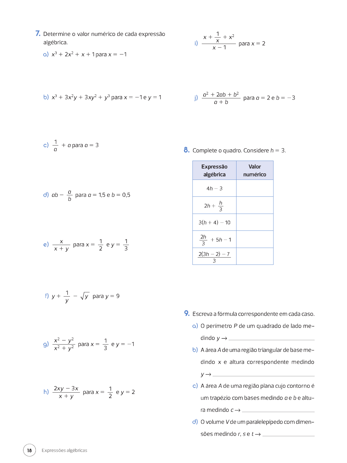 Expressões Algébricas 8 Ano Exercícios - EDUKITA