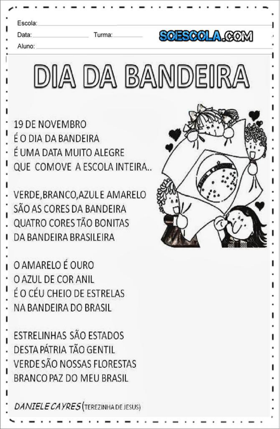 Atividades de leitura, interpretação e caça sobre o Dia da Bandeira ...