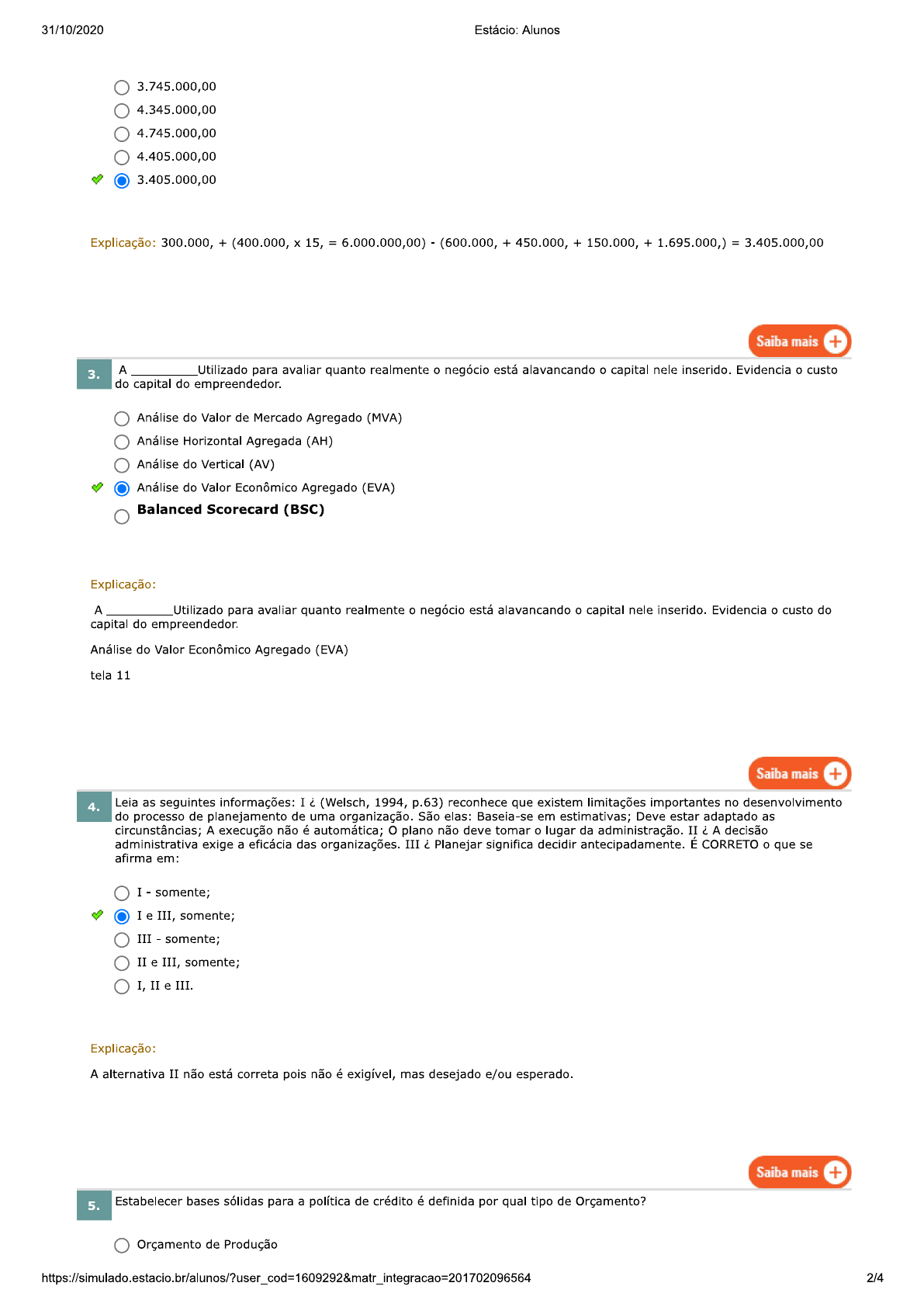 Exercícios Aula 10 Orçamento Empresarial Orçamento Empresarial 8486