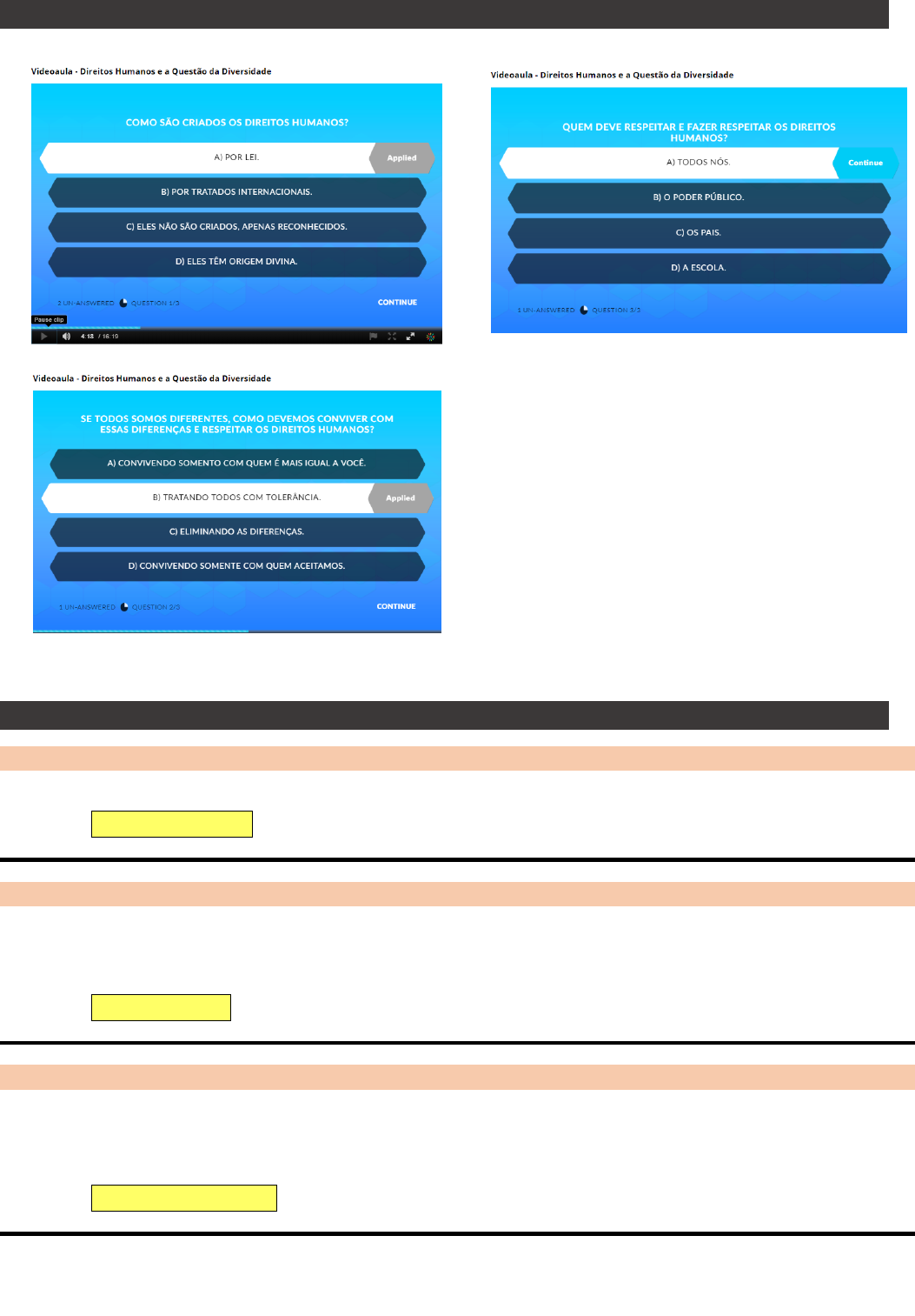 Quiz da unidade 3 - História, Geografia e Diversidade no Ensino