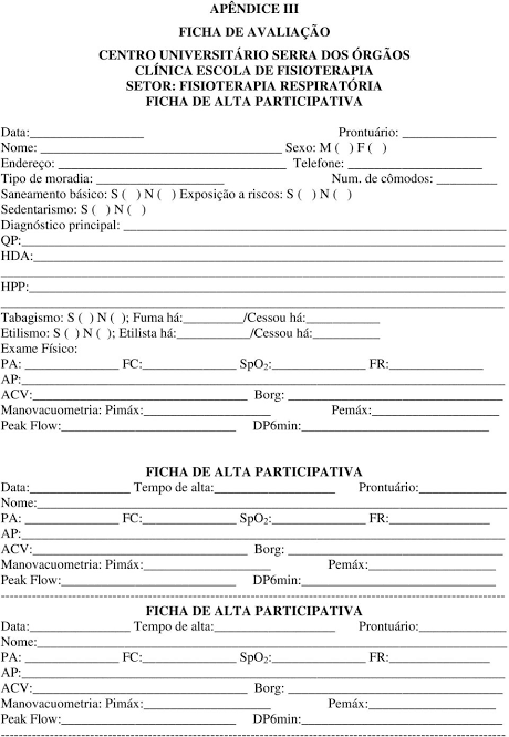 Ficha Avaliação Clinica, PDF, Fisioterapia