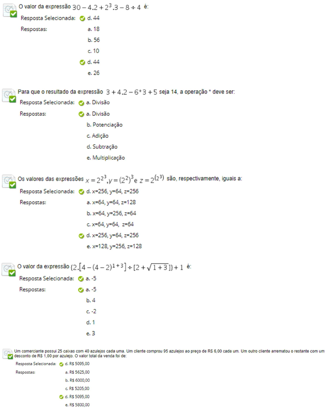 UNIVESP - Semana 2 - Quiz Objeto Educacional - Matemática Básica - Matemática  Básica