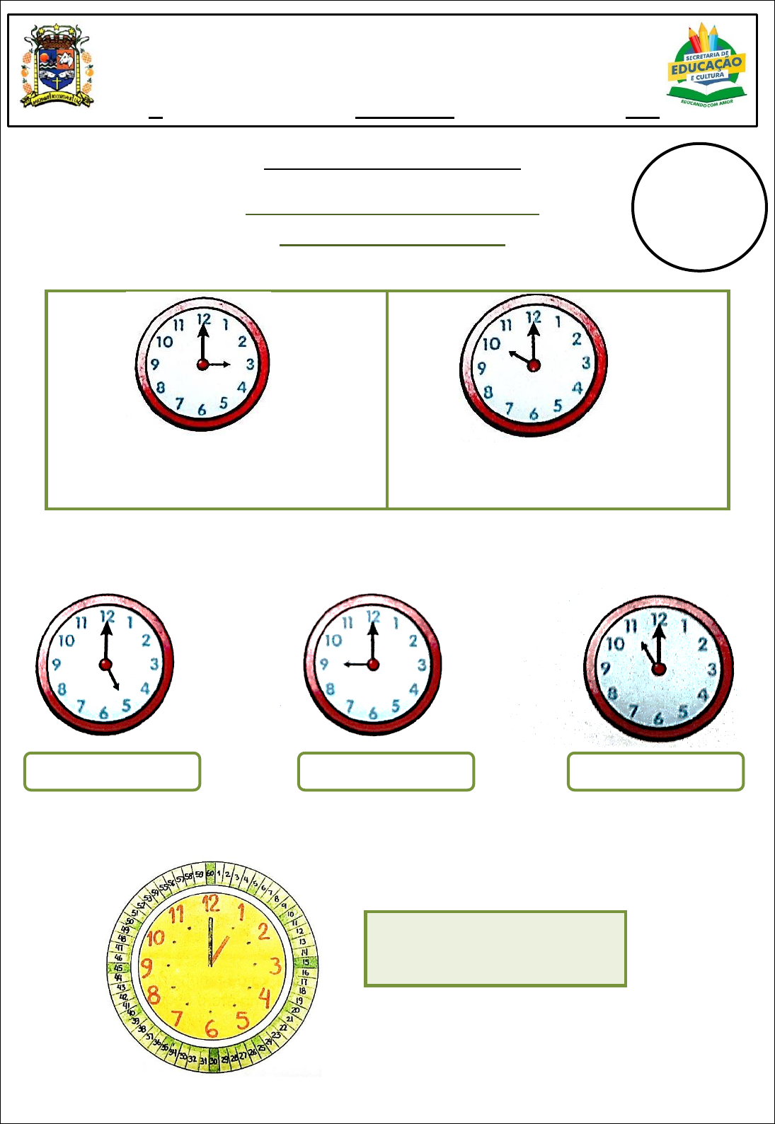 Mais um pouco de trabalho com Medidas de Tempo: Horas  Atividades de  matemática 3ano, Medidas de tempo, Exercícios de matemática