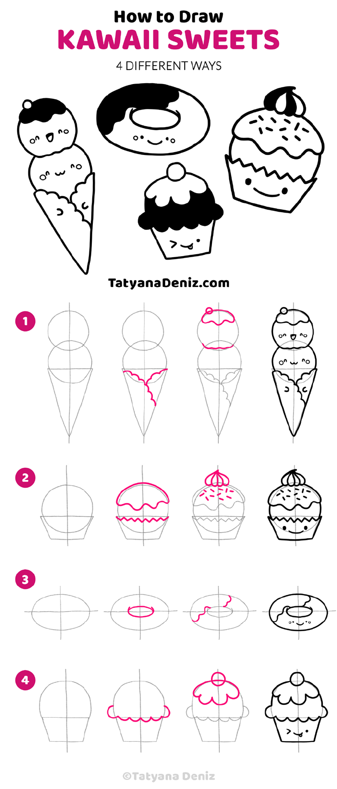 How To Draw Kawaii Sweets By Tatyana Deniz Desenho - vrogue.co