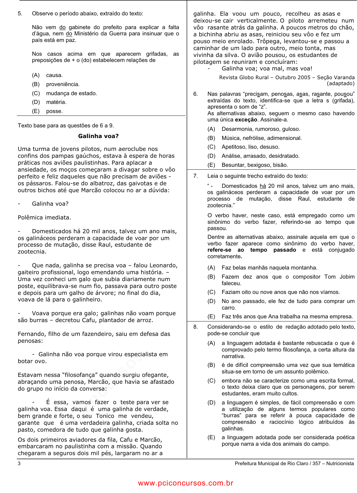 Prova Pref. MairinqueSP - CETRO - 2006 - para Nutricionista.pdf - Provas de  Concursos Públicos