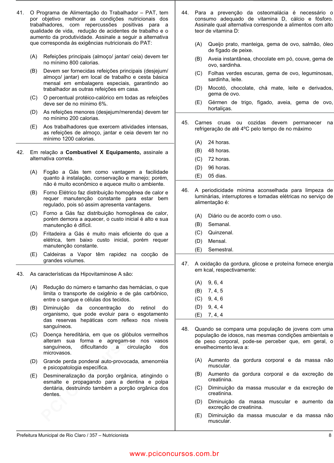 Prova Pref. MairinqueSP - CETRO - 2006 - para Nutricionista.pdf - Provas de  Concursos Públicos