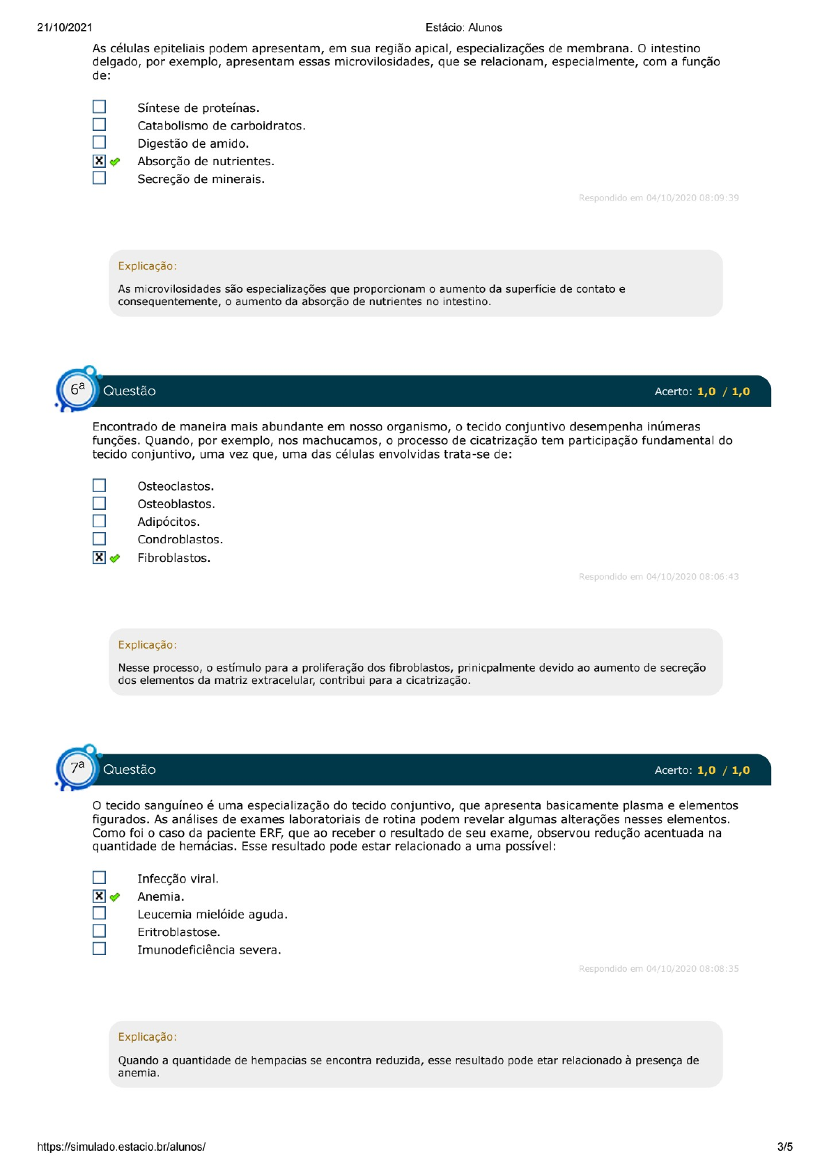 Simulado Histologia E Embriologia Est Cio Histologia E Embriologia