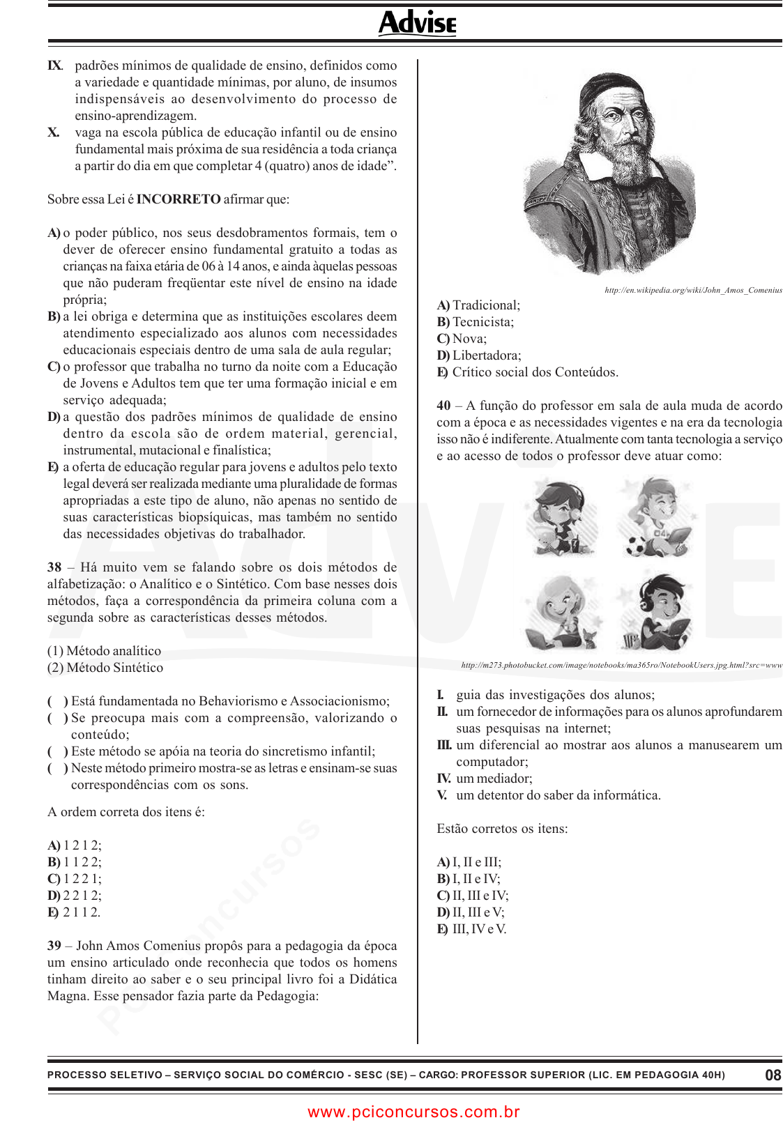 Prova SESCSE - ADVISE - 2010 - para Artífice de Manutenção - Pedreiro.pdf -  Provas de Concursos Públicos