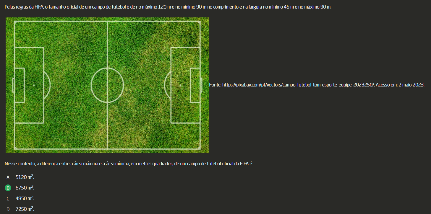 2. Sobre as dimensões do campo de futebol em conformidade com